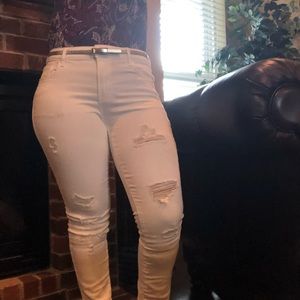 White Distressed Stretch Jeans